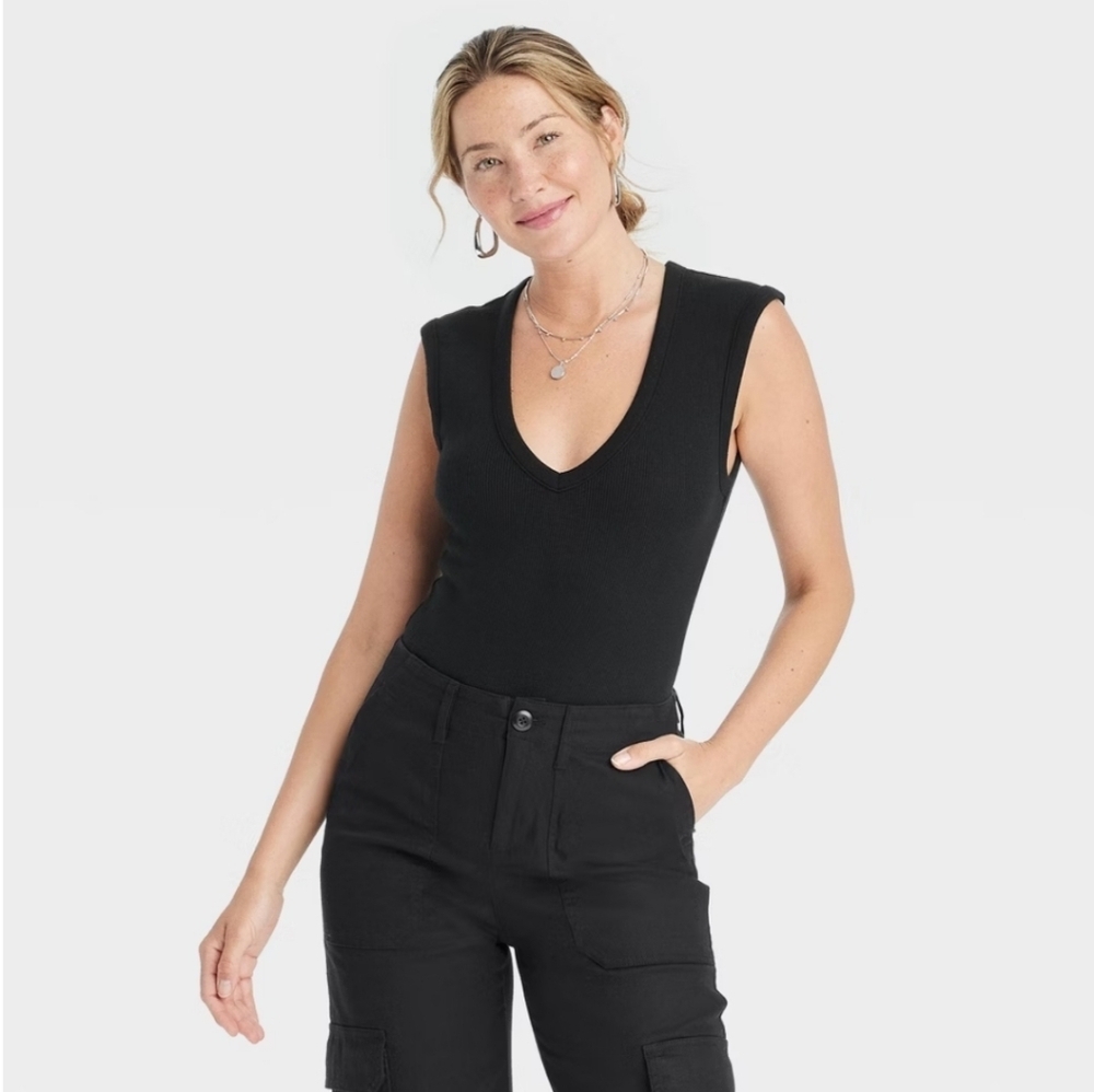 Women's Rib Bodysuit - Universal Thread Black XXL